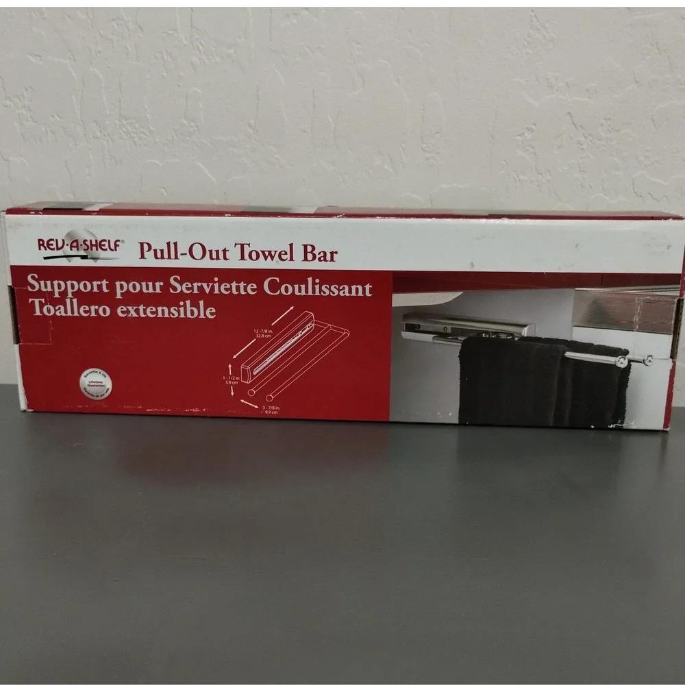 Rev-A-Shelf Pull-Out Towel Bar Chrome Side Mount Sliding Rack 12-7/8 inch